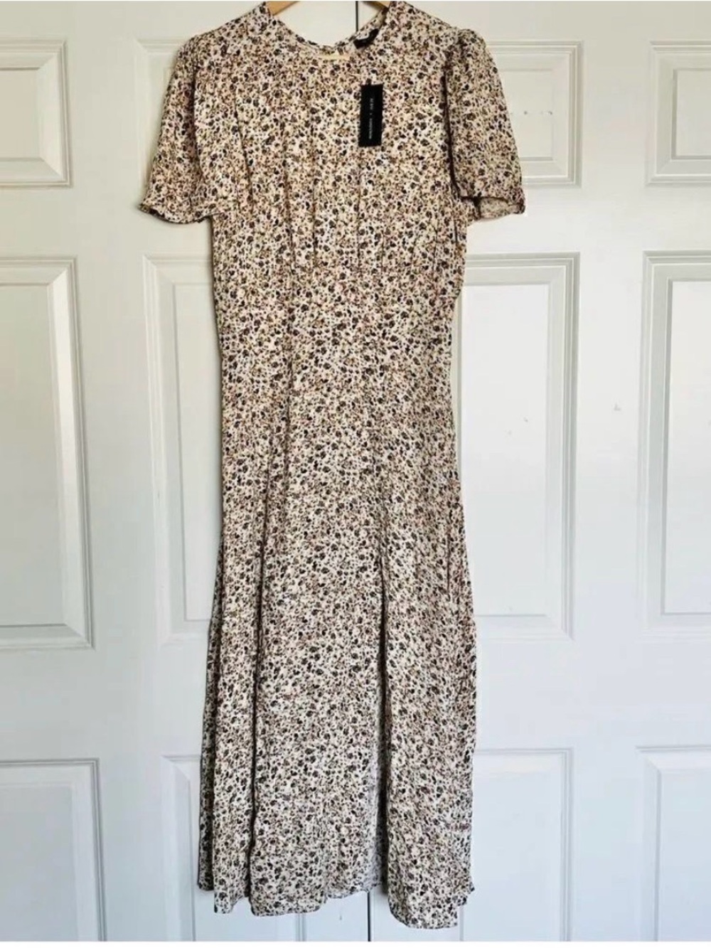 AFRM Cream Floral Maxi Dress with Subtle Brown Print